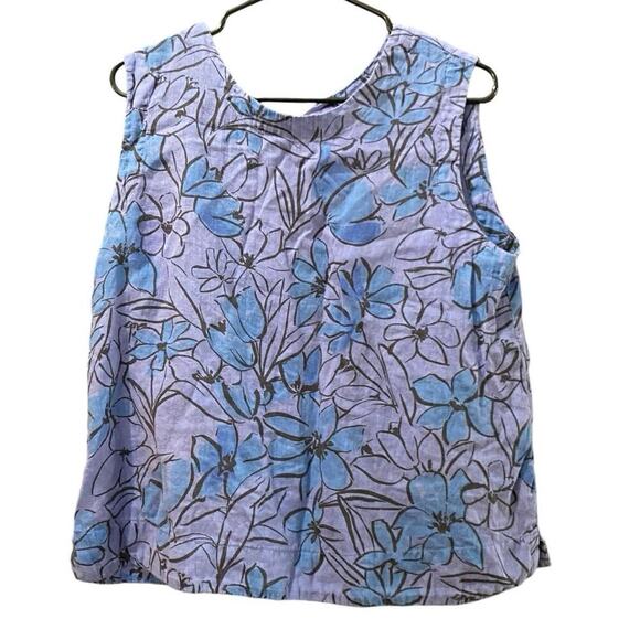 Cut.Loose Purple Blue Sleeveless Round Neck Floral Print Tank Top Size Large - Picture 1 of 4